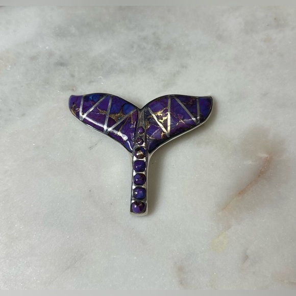 🆕 Purple Mojave and 925 Silver Whale Tail Pendant - Picture 5 of 6